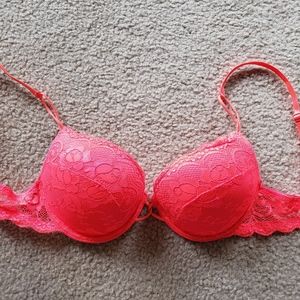 36B PUSHUP BRA NEON ORANGE LACE